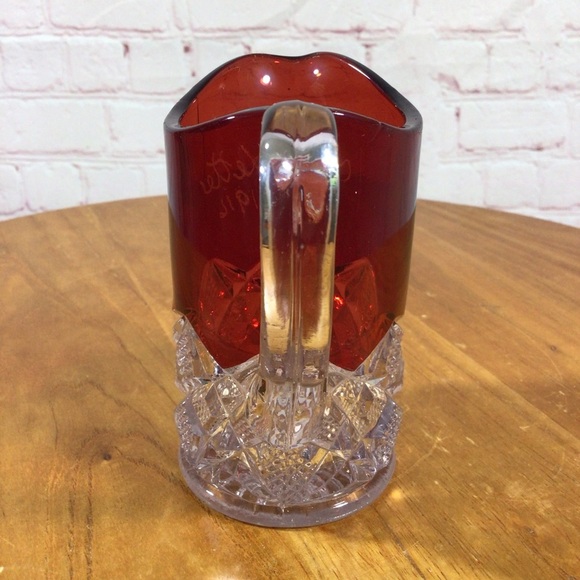 Antique 1916 Ruby Red Flash Glass Creamer Pitcher - Picture 5 of 7